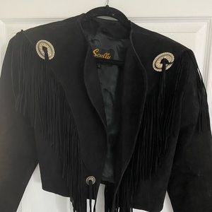 Vintage Scully fringe and concho crop suede short jacket size 8